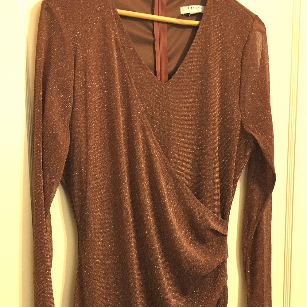 Sparkle Stretch Wrap Dress w/ Peek-a-boo Sleeves